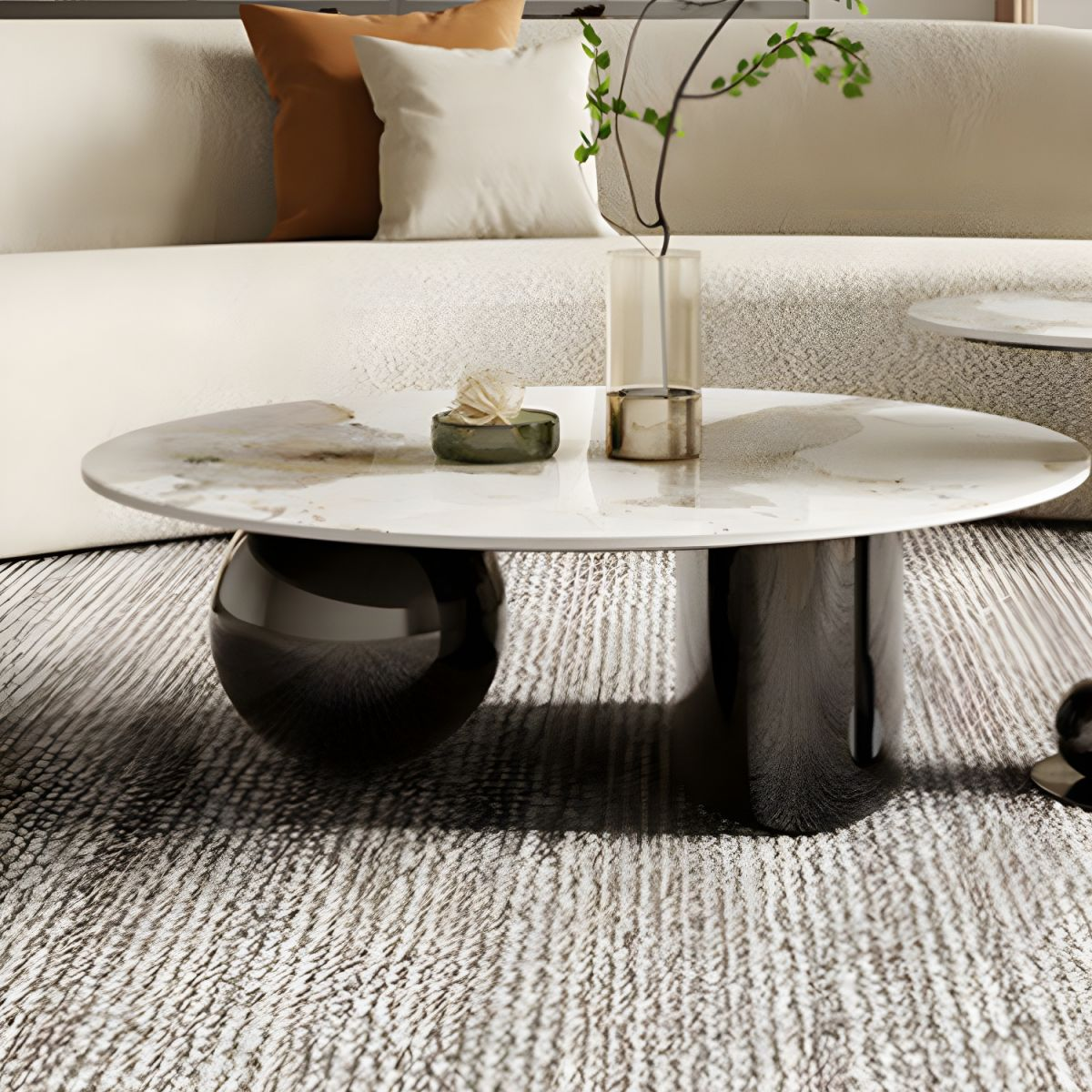 Modanio DueNest Coffee Table with PVD Finish & Marble Top