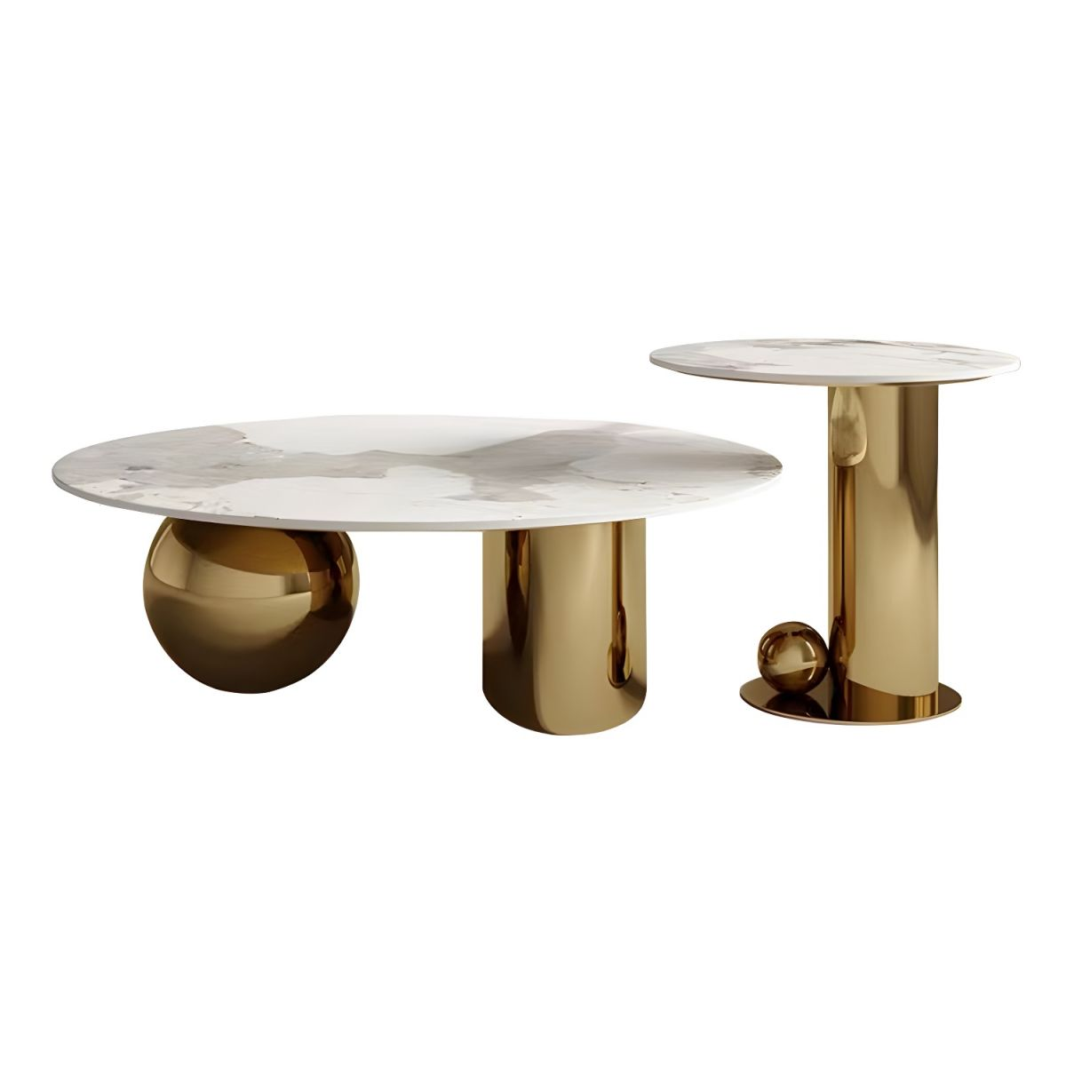 Modanio DueNest Coffee Table with PVD Finish & Marble Top