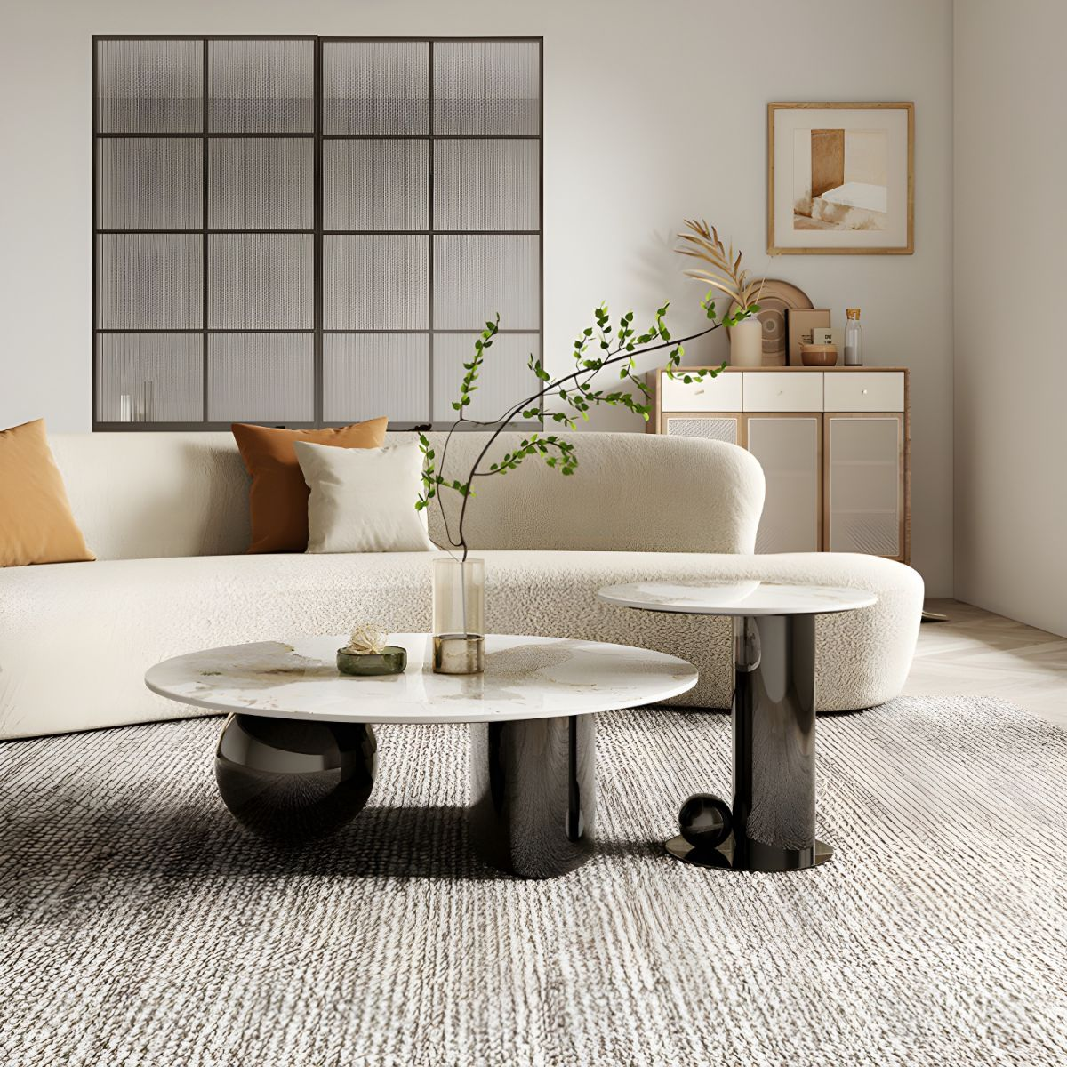 Modanio DueNest Coffee Table with PVD Finish & Marble Top