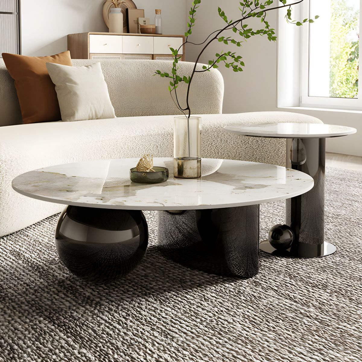 Modanio DueNest Coffee Table with PVD Finish & Marble Top