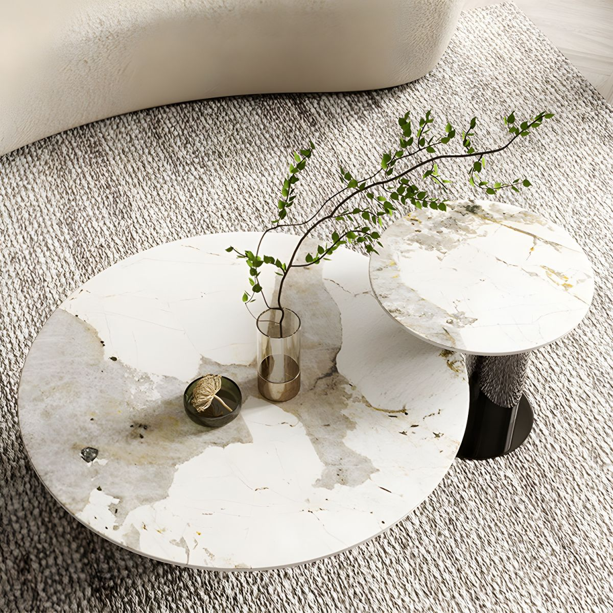 Modanio DueNest Coffee Table with PVD Finish & Marble Top
