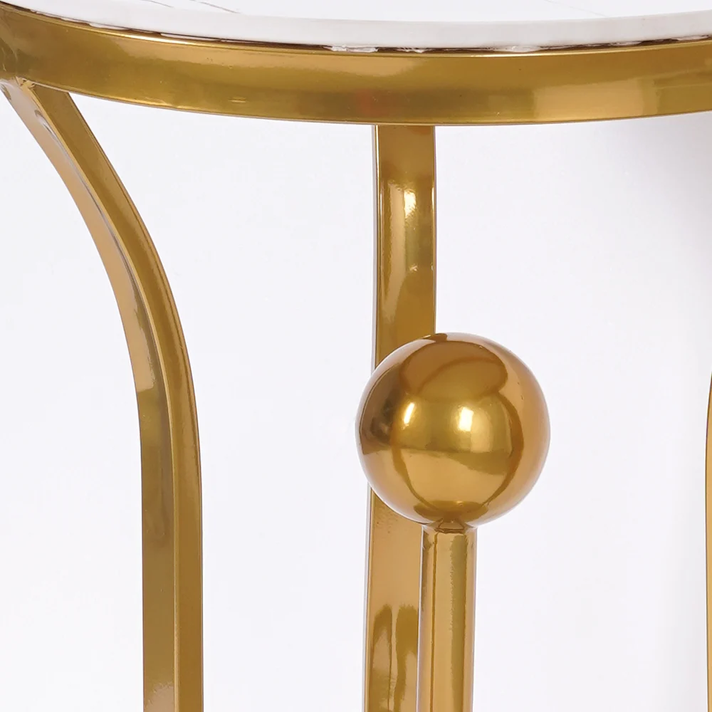 Modanio Gold Round End Table Modern Side Table with Stream-Lined Stainless Steel Pedestal
