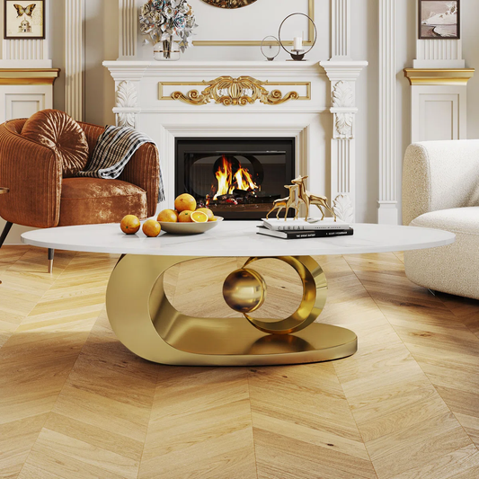 Modanio Astra Luna Coffee Table with Marble Top  | PVD Finish