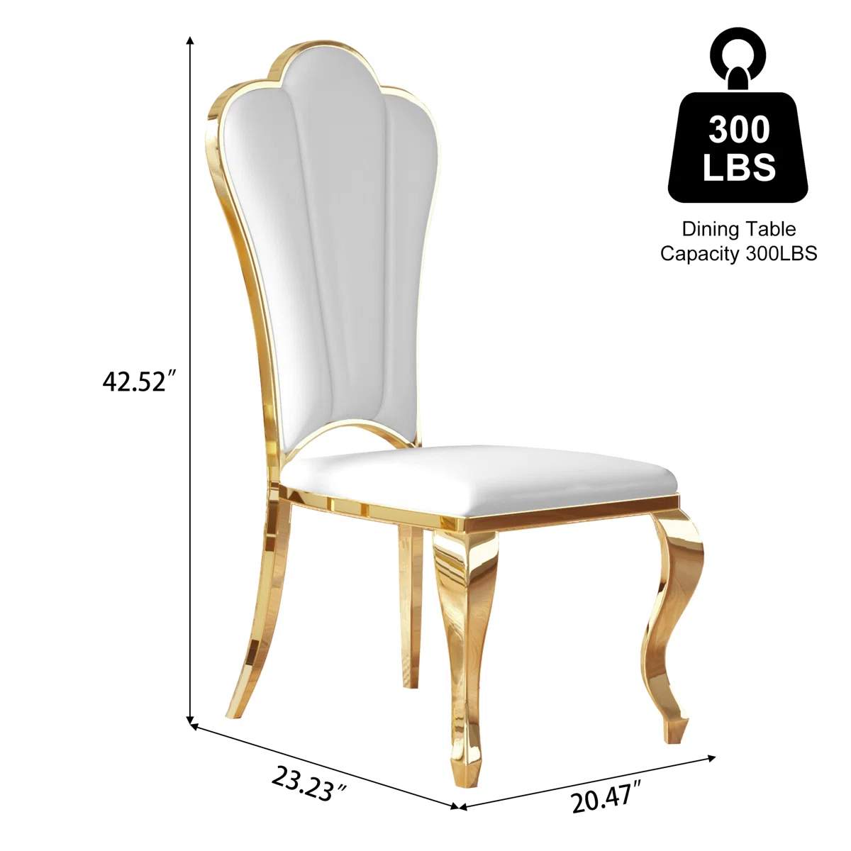 Modanio Luxury Upholstered Dining Chair with Shell Back | Gold & Silver Stainless Steel Legs | Set Of 2