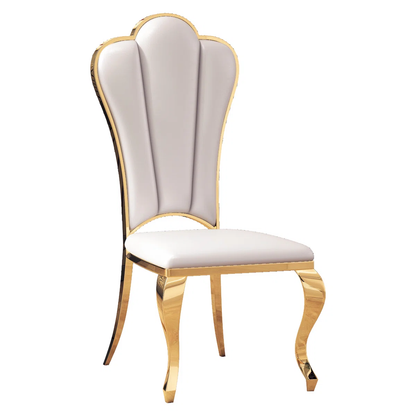 Modanio Luxury Upholstered Dining Chair with Shell Back | Gold & Silver Stainless Steel Legs | Set Of 2