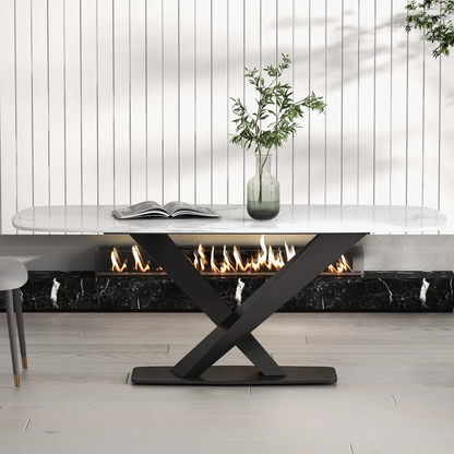 Arcus Dining Table with Nano Marble Top | PVD Finish
