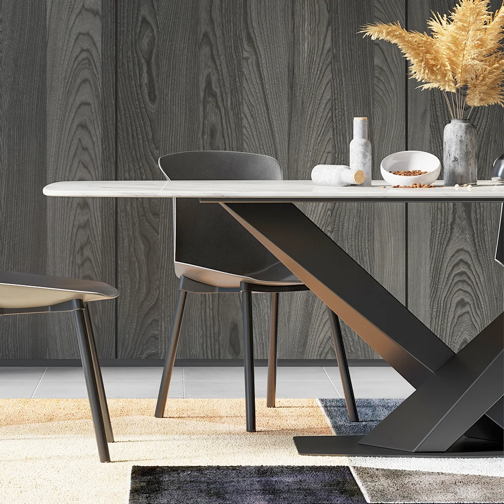 Arcus Dining Table with Nano Marble Top | PVD Finish