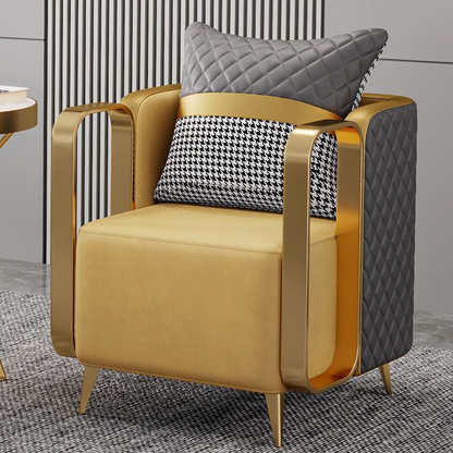 Modanio 1 Modern Luxury Single Seater Arm Chair with Golden Stainless Steel Frame
