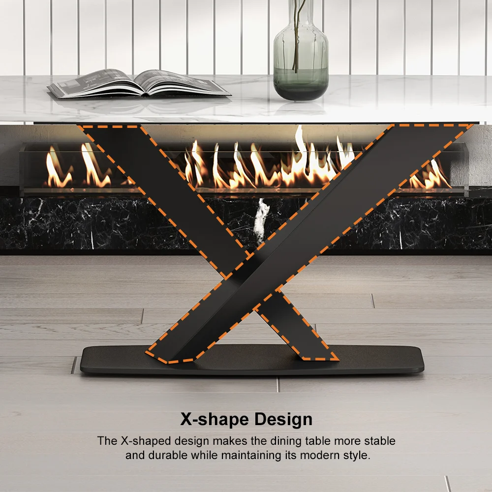 Arcus Dining Table with Nano Marble Top | PVD Finish