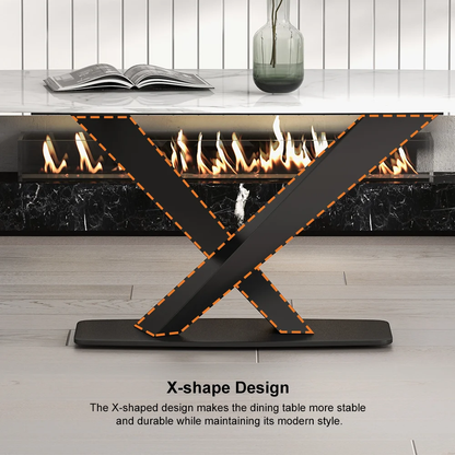 Arcus Dining Table with Nano Marble Top | PVD Finish