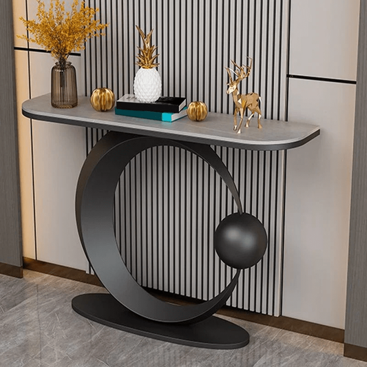 Modanio Contemporary Console Accent Table Half Moon Console Sofa Table
