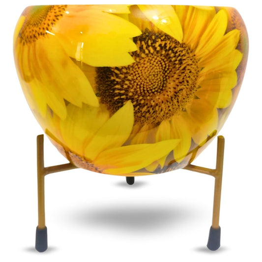 Modanio Flower Pots for Home Decoration Metal Print Plant pots Stand Planter Suitable for Indoor and Outdoor Use Home & Office Decor (Sunflower) - Modanio