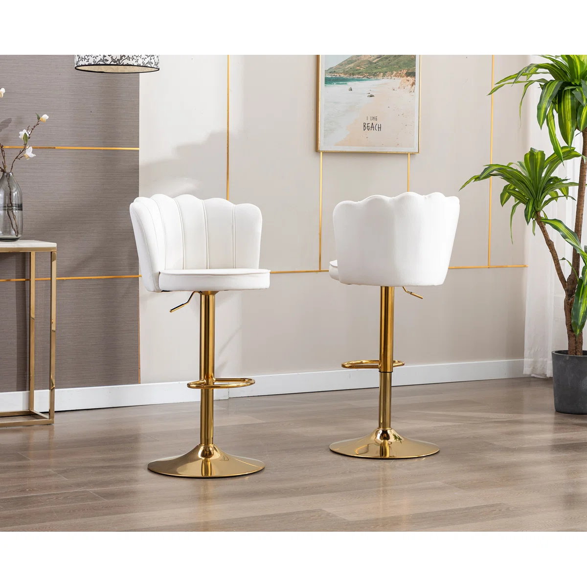 Modanio Adjustable Velvet Bar Chair | 360° Swivel Counter Height Bar Stool