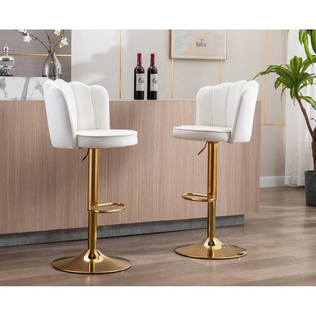 Modanio Adjustable Velvet Bar Chair | 360° Swivel Counter Height Bar Stool