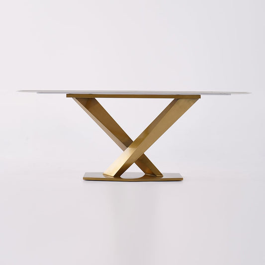 Arcus Dining Table with Nano Marble Top | PVD Finish