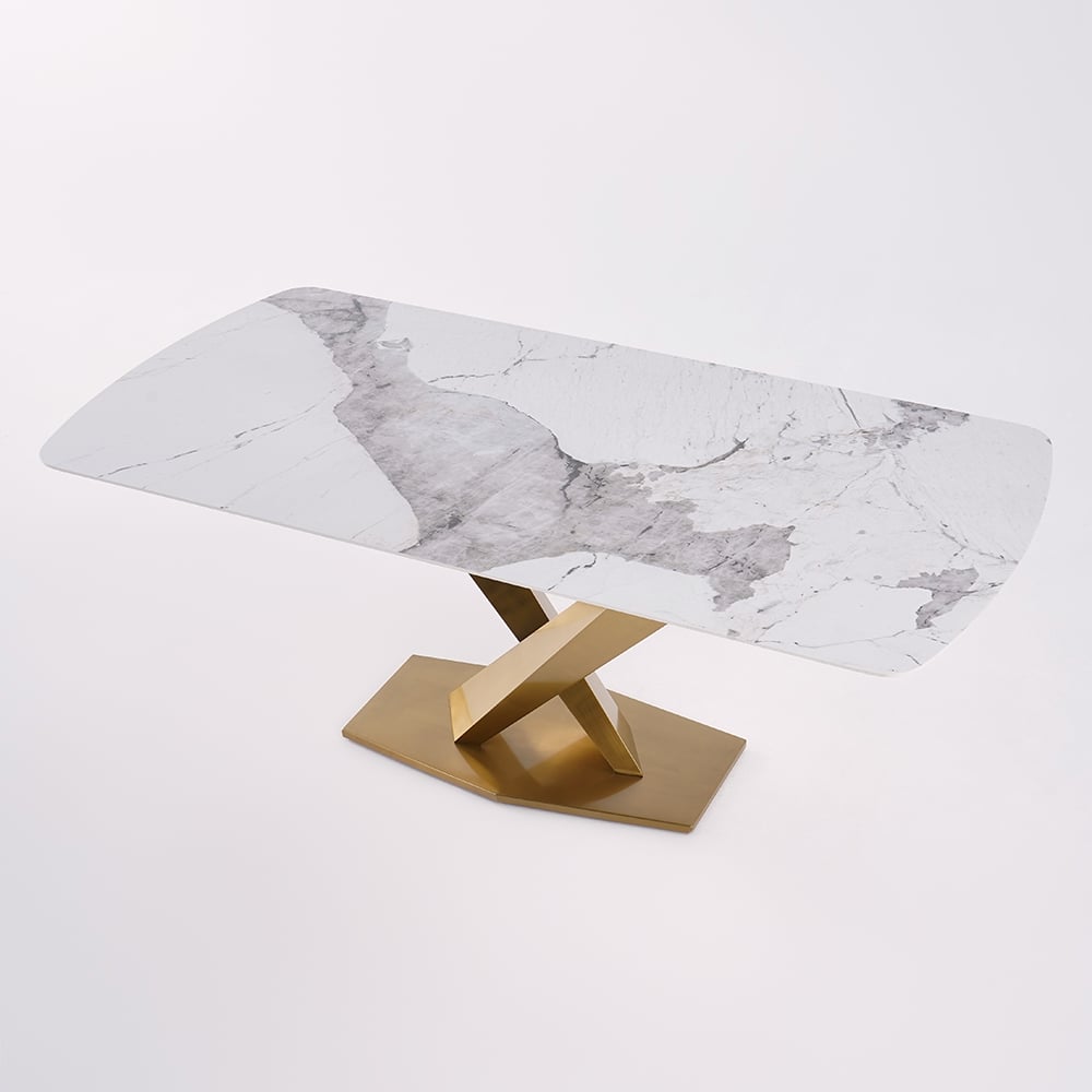 Arcus Dining Table with Nano Marble Top | PVD Finish