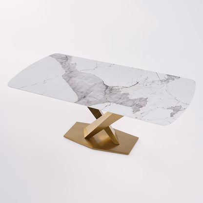 Arcus Dining Table with Nano Marble Top | PVD Finish