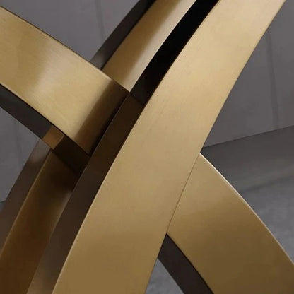 Modanio Twin Turris Dining Table with Nano Marble Top & 6 Chairs | Gold PVD Finish