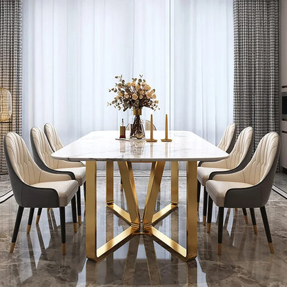 Modanio Arcus Luxury Dining Table with Nano Marble Top & 6 Chairs | PVD Finish