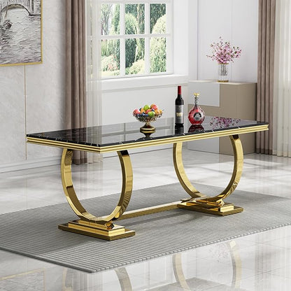 Modanio Aurum Dining Table with Marble Top & 6 Chairs | PVD Finish