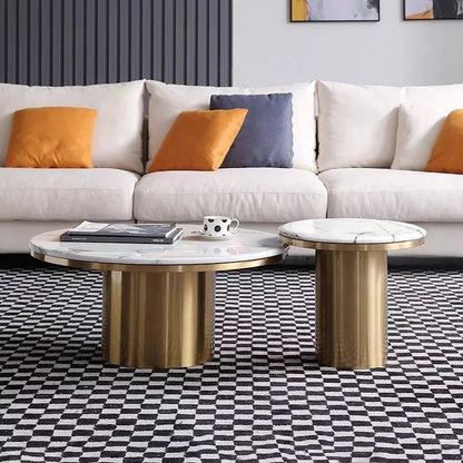 Modanio Twin Peaks Coffee Table With Gold Finish and Marble Top