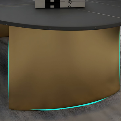 Modanio Modern Oval Marble Coffee Table – Luxury Marble Top Coffee Table with Metal Frame for Living Room & Hall