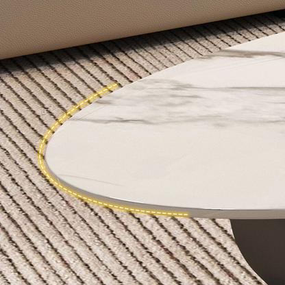 Modanio Oval Coffee Table with Marble Top – Modern Powder-Coated Metal Centre Table