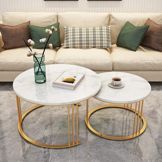 Modanio Luxurious Round Marble Coffee Table Set