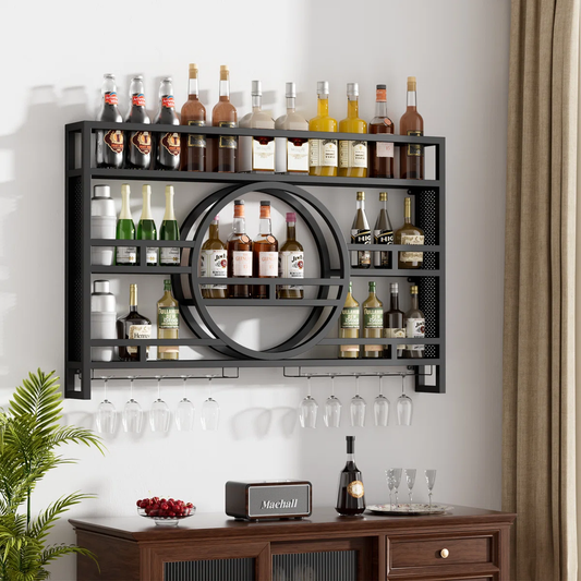 Modanio 3-Tier Wine Rack Wall Mounted Glass Holder Floating Bar Shelf