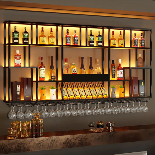 Modanio Wall Mounted Metal Wine Rack Modern Space-Saving Wine Display