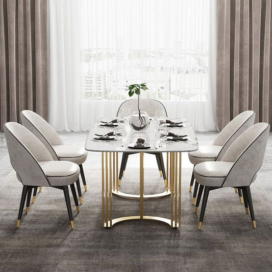Modanio Premium Twin Grace Dining Table with Marble Top with 6 Chairs
