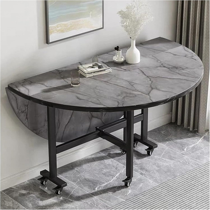 Modanio Folding Dining Table | Portable Mobile Folding Dining Table with 6 Wheels