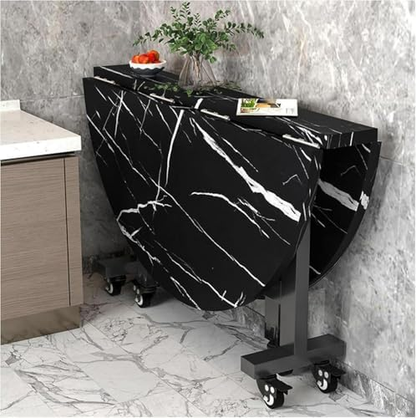 Modanio Folding Dining Table | Portable Mobile Folding Dining Table with 6 Wheels