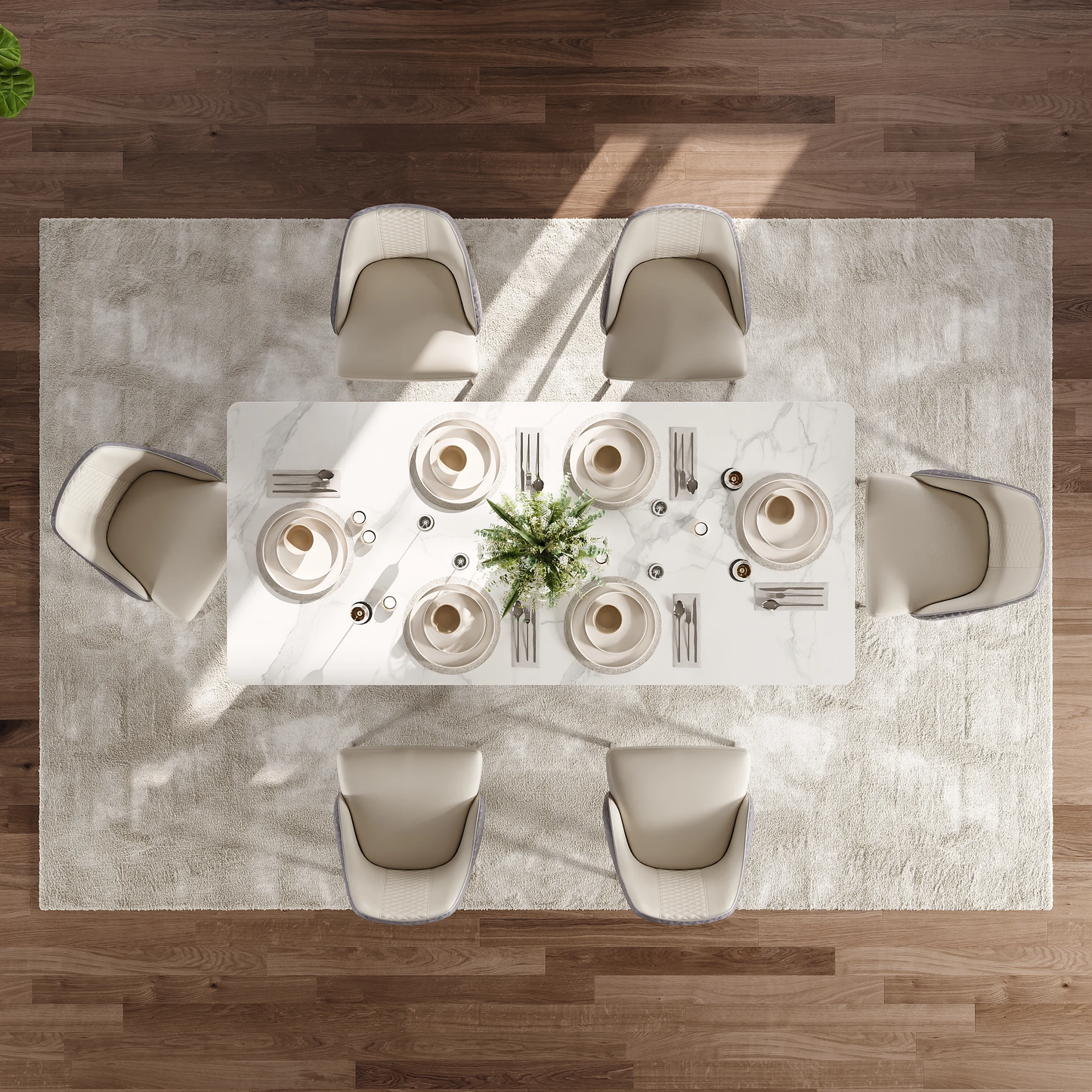 Modanio Infinity Dining Table with Nano Marble Top & 6 Chairs | PVD Finish