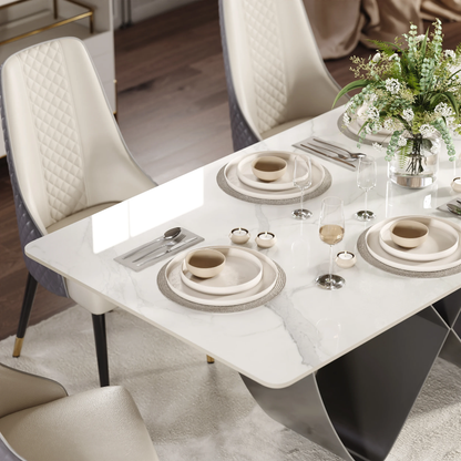 Modanio Infinity Dining Table with Nano Marble Top & 6 Chairs | PVD Finish