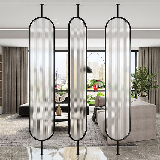 Modanio Oval Shape Stainless Steel Room Partition /Divider with Moru Glass