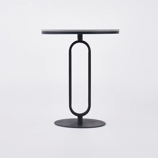 Modanio Modern Oval End Table with  Round Marble Top (16"Dia x 22"H)