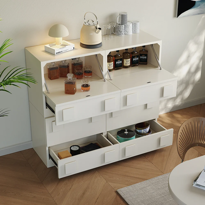 Modanio Modern White Wood TV Stand with 4 Drawer Convert to Tall Media Cabinet for TV