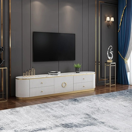 Modanio Plalue Modern White TV Console with 4 Drawers