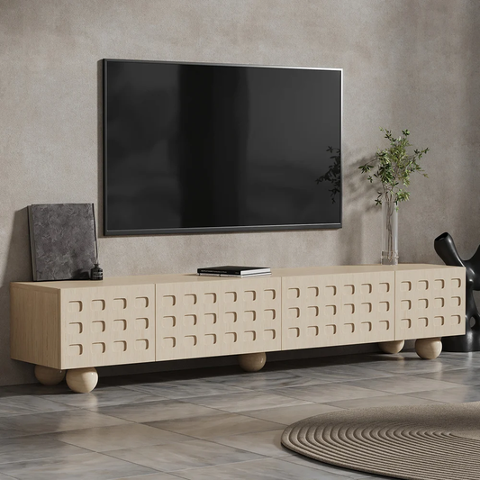 Modanio Whitewash Wood TV Console with Storage