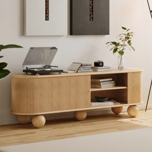 Modanio Stria Oval Fluted TV Console with Storage