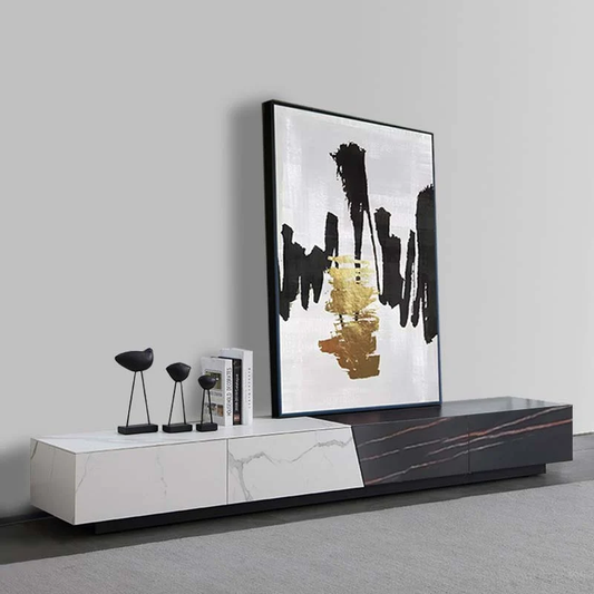 Modanio Contemporary White & Black Double Tone TV Console with 4 Drawers