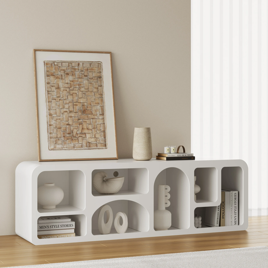 Modanio Codiys Art Deco Bookshelf Wood TV Console in White