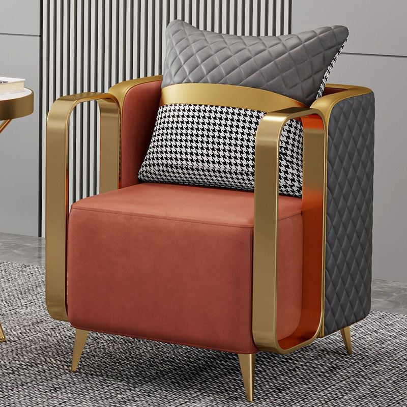 Modanio 1 Modern Luxury Single Seater Arm Chair with Golden Stainless Steel Frame