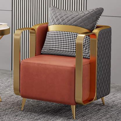 Modanio 1 Modern Luxury Single Seater Arm Chair with Golden Stainless Steel Frame